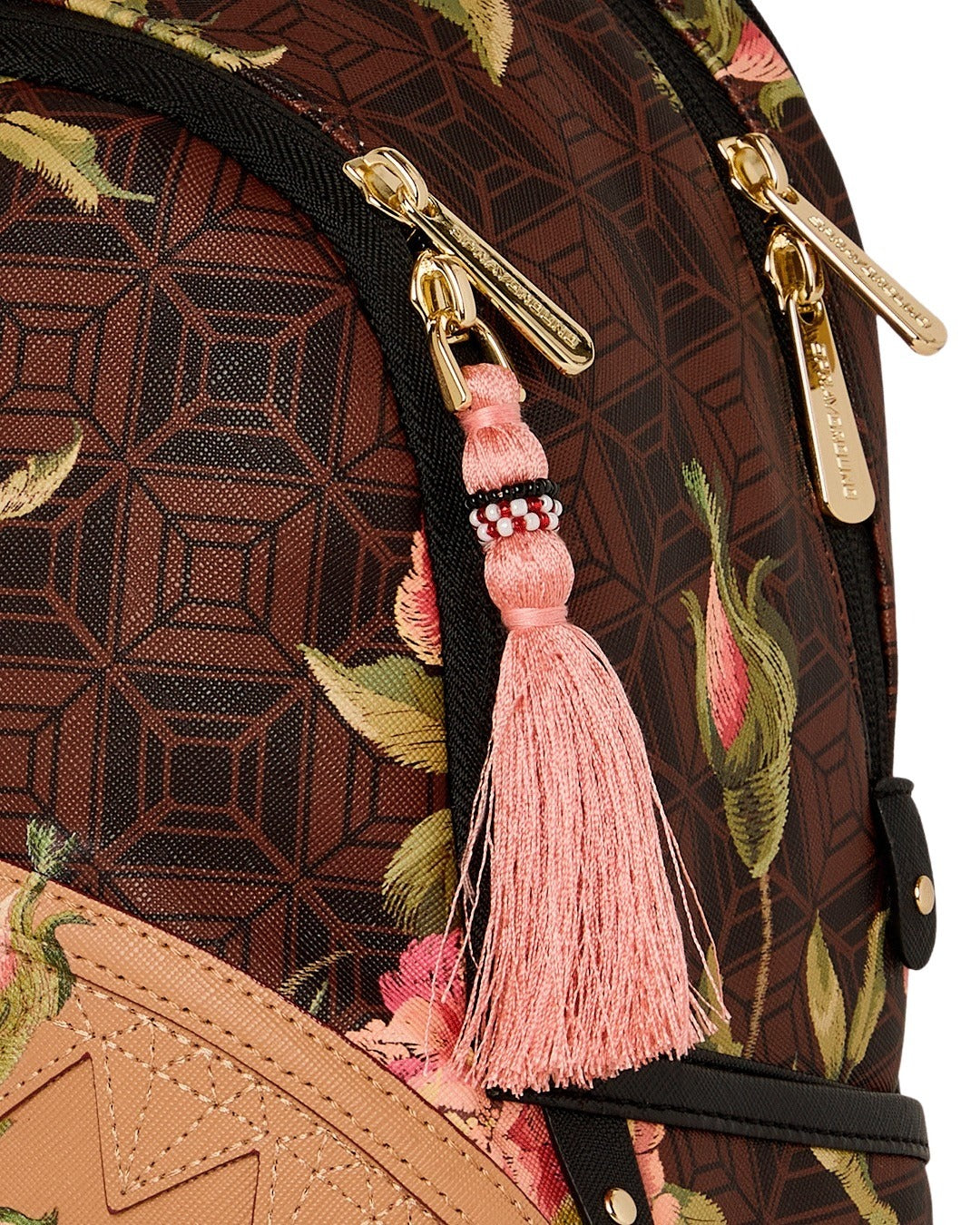 Ai Henny Floral Savage Backpack Brown Polyvinyl Chloride Bag