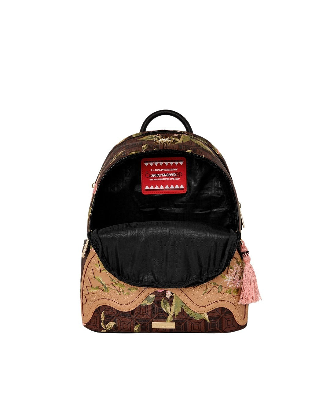 Ai Henny Floral Savage Backpack Brown Polyvinyl Chloride Bag