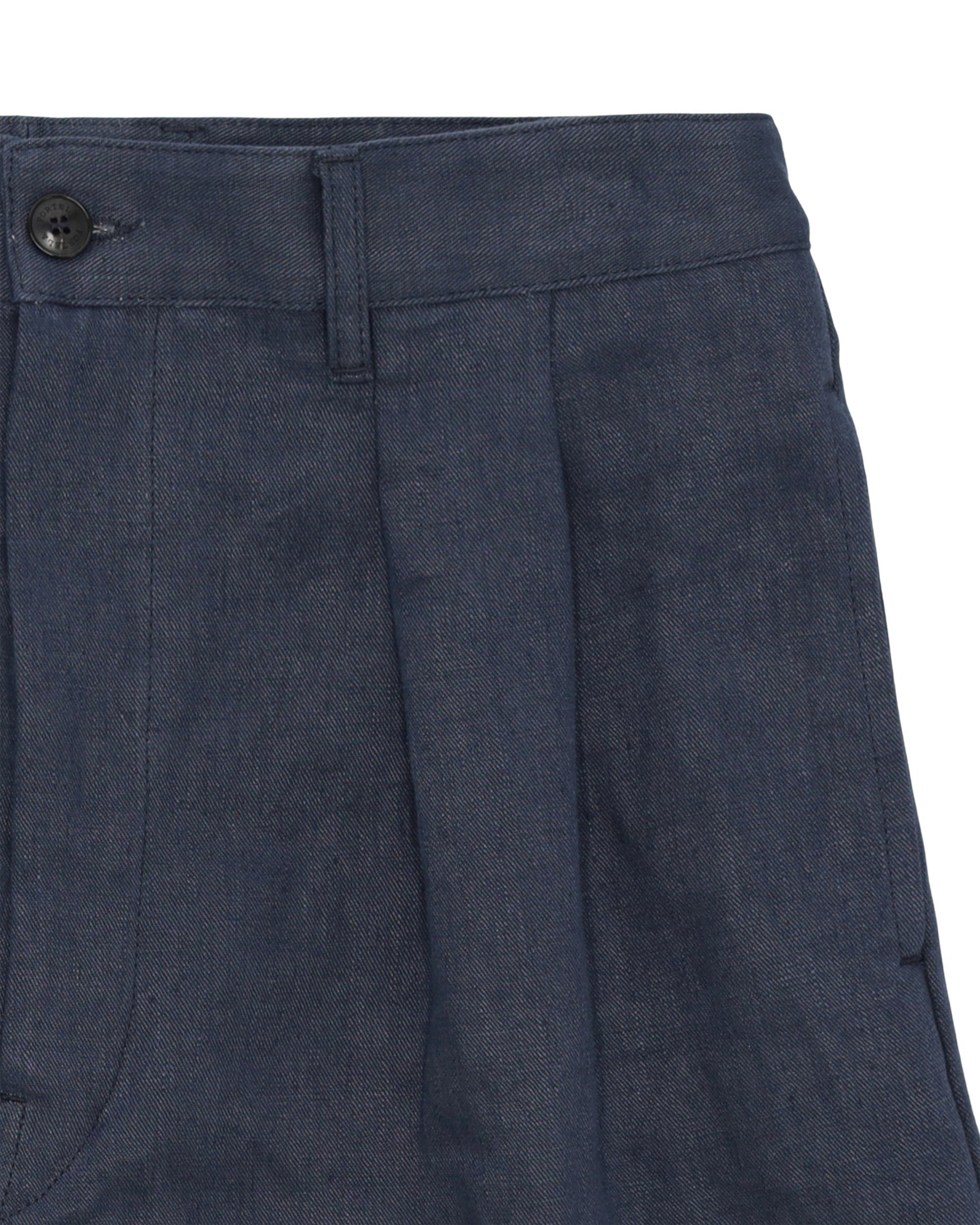 Manteco Linen Pleated Trousers Blue