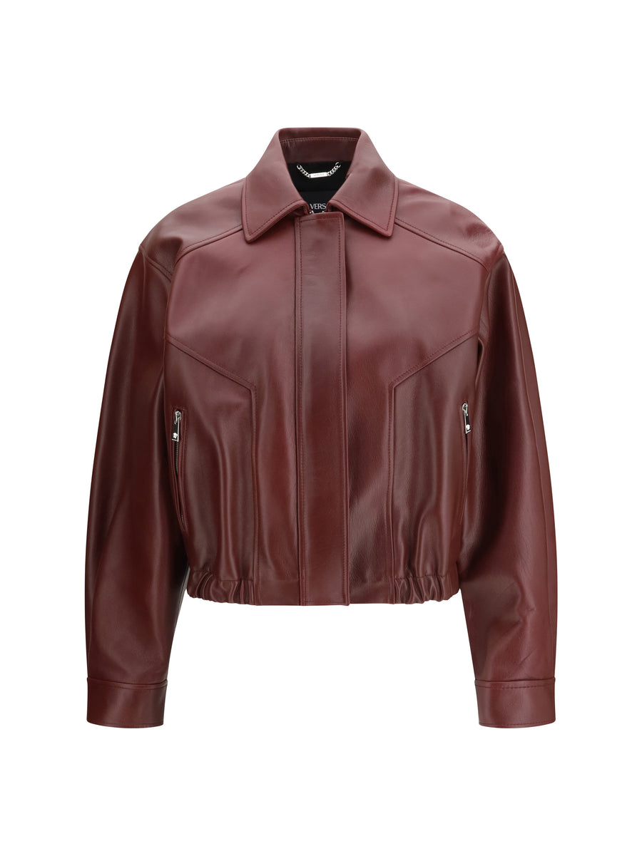 Versace 100% Calf Leather Bos Taurus jacket in burgundy