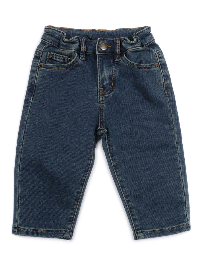 Solo Woven Pants Blue Cotton Polyester Elastane