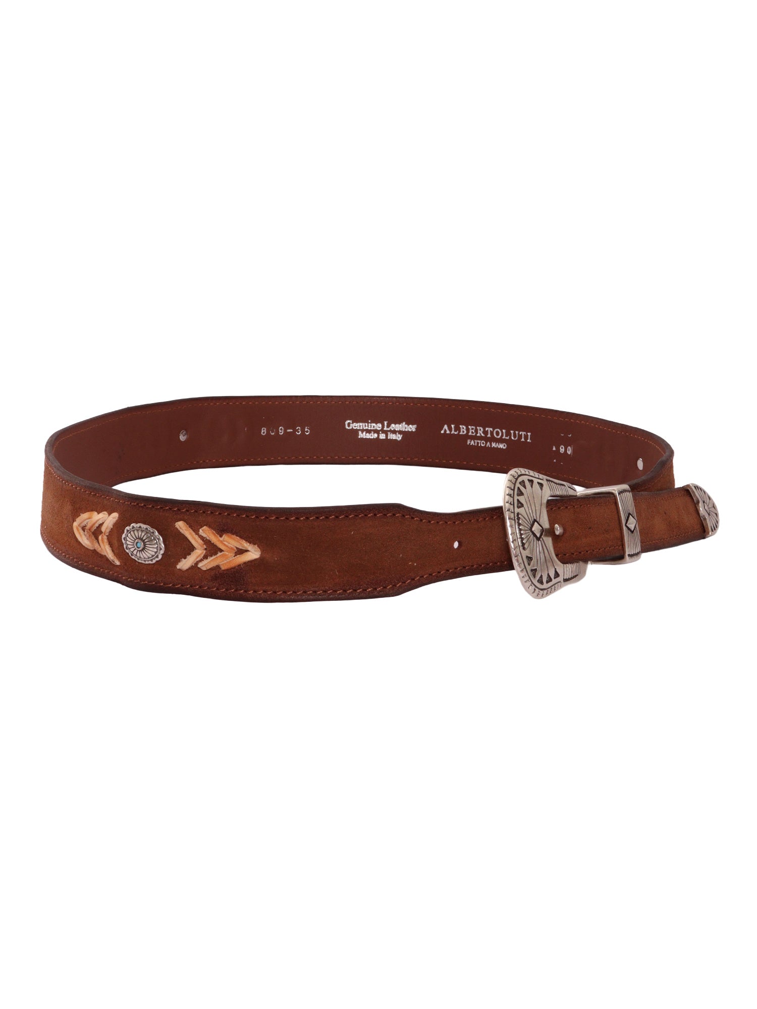 SUEDE WESTERN BELT WITH LEATHER INSERTS STUDS Brown