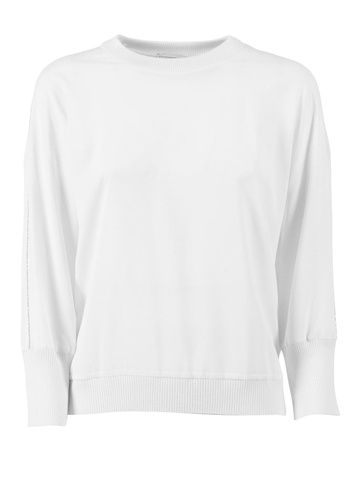 KNITTED SWEATER White Acetate Silk Elastane Crewneck