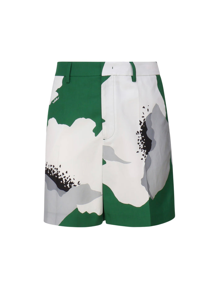 Valentino Garavani Shorts Green, White Cotton