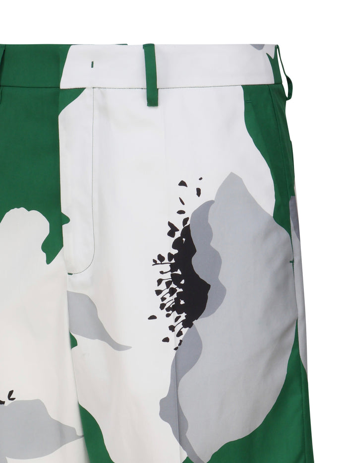 Valentino Garavani Shorts Green, White Cotton