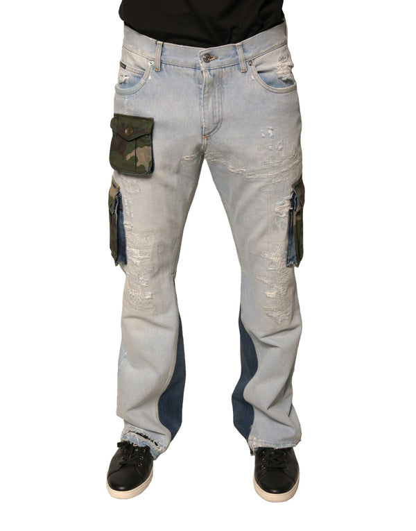 Dolce & Gabbana 98% Cotton cargo pants in blue