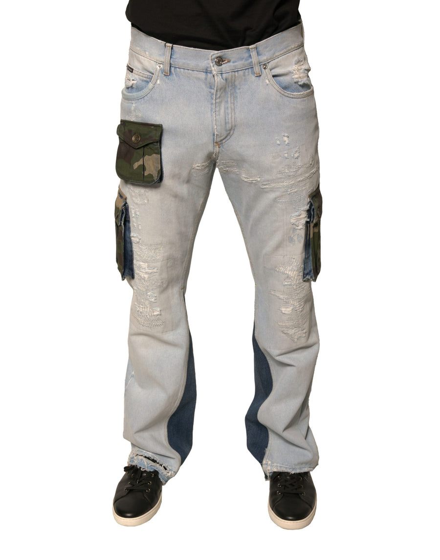 Dolce & Gabbana 98% Cotton cargo pants in blue