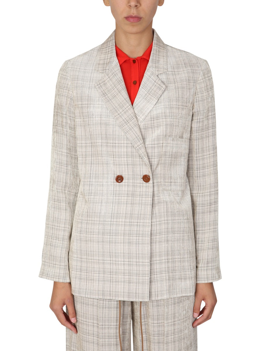 Double-Breasted Blazer Beige Viscose Jacket