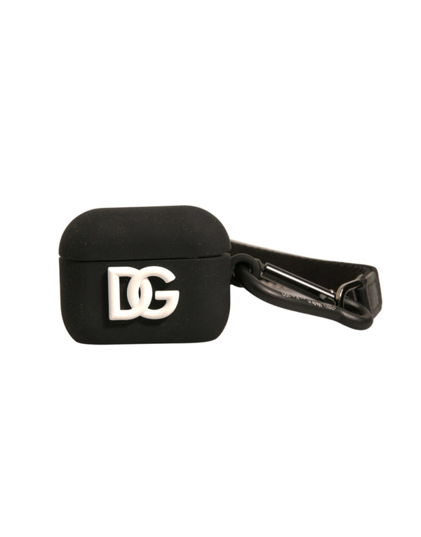 Black Silicone Rubber Logo Embossed Airpods Case Accessory