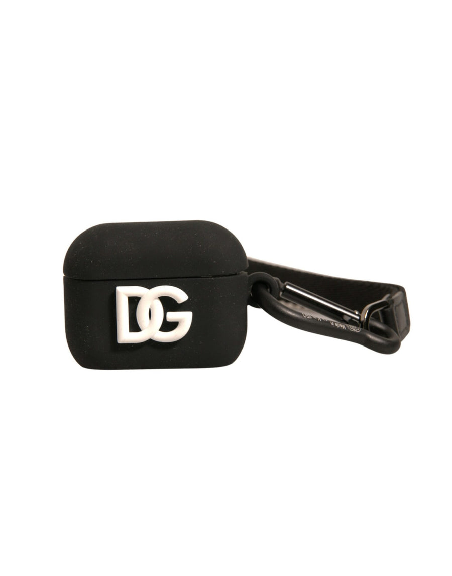 Black Silicone Rubber Logo Embossed Airpods Case Accessory
