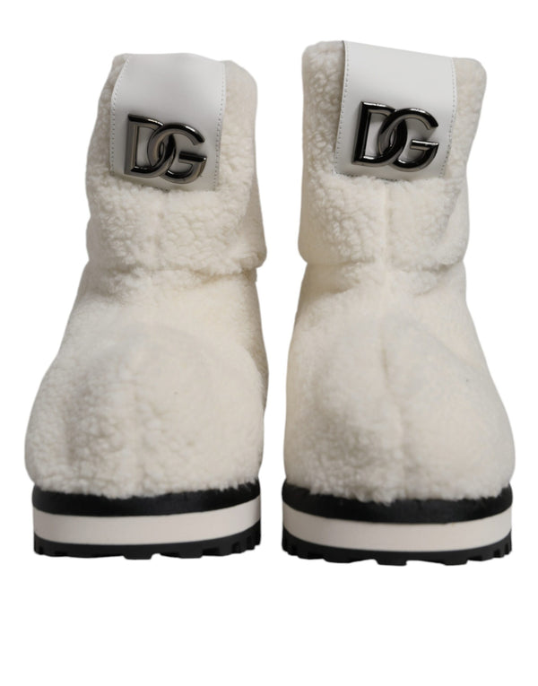Dolce & Gabbana Plush fabric boot in white
