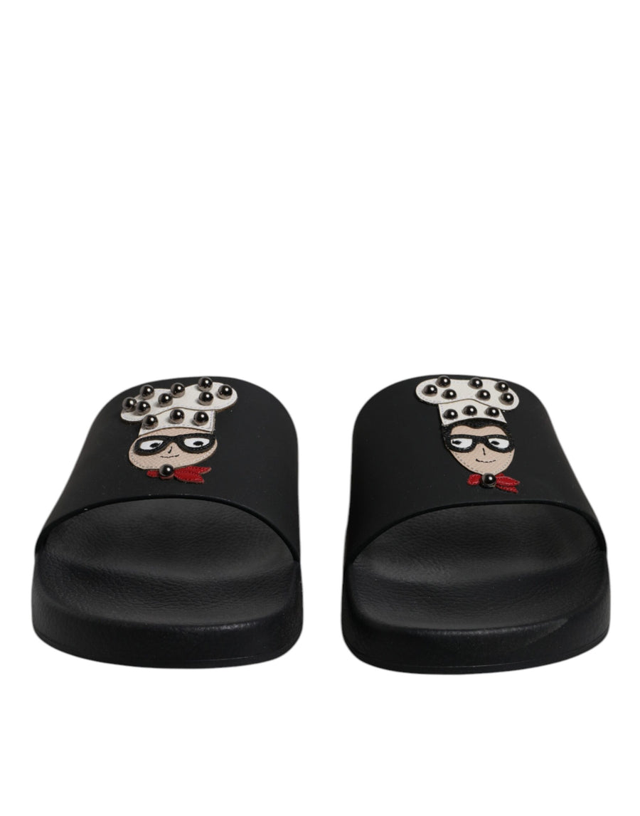 Dolce & Gabbana 100% Leather slides in black