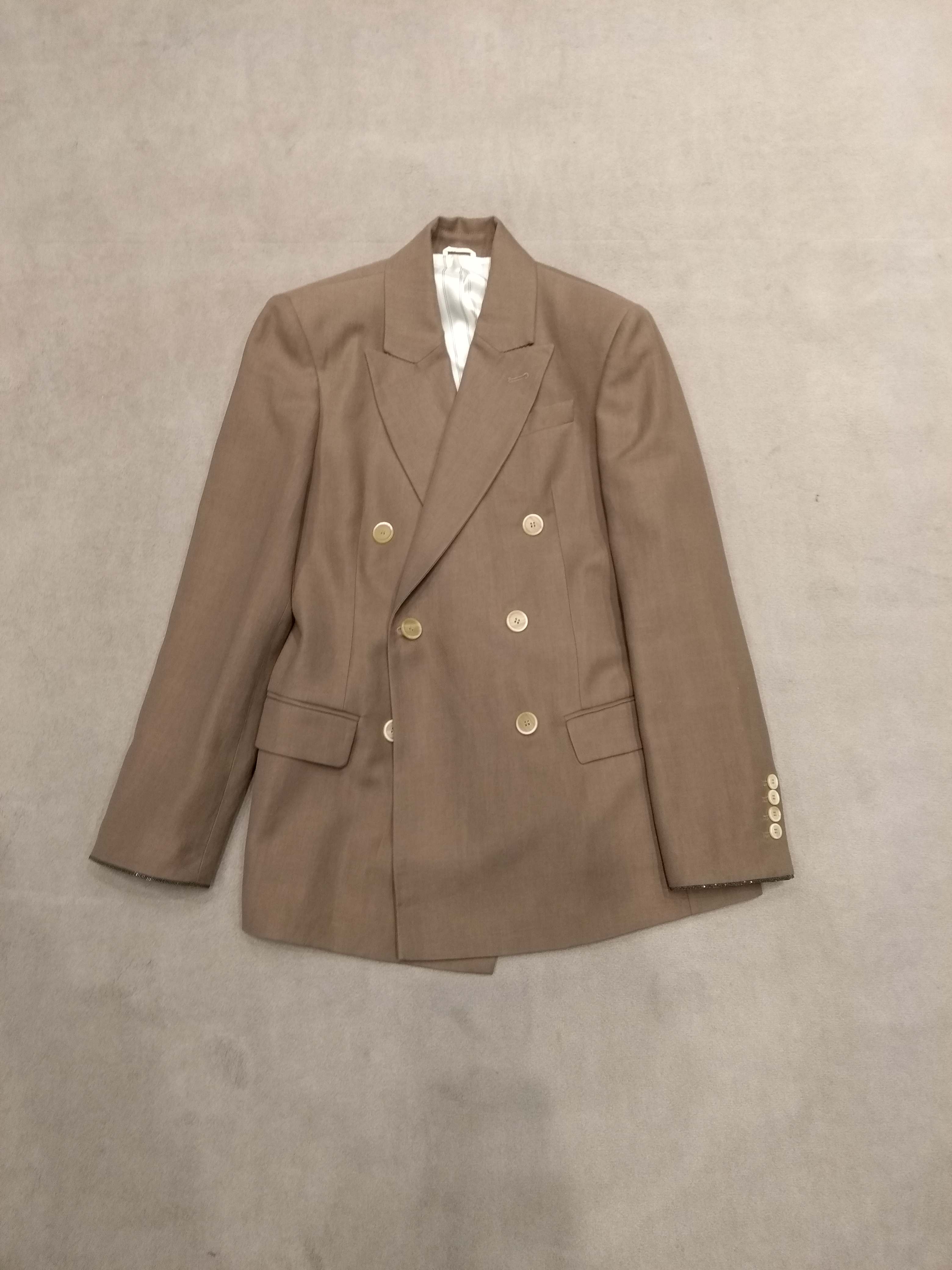 Doppiopetto Lino Viscosa Con Monile Brown Viscose | Jacket