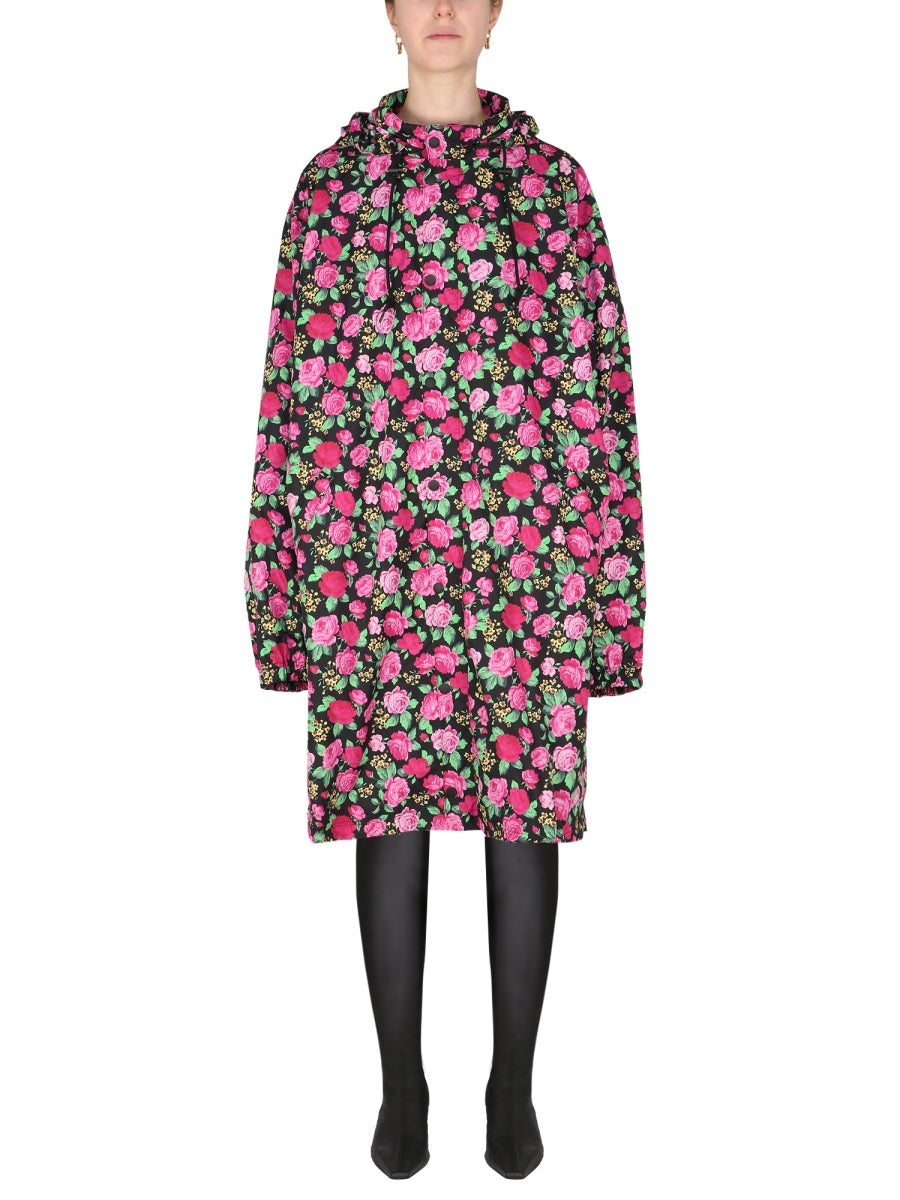 Coat With Floral Pattern Pink Trench & Raincoats