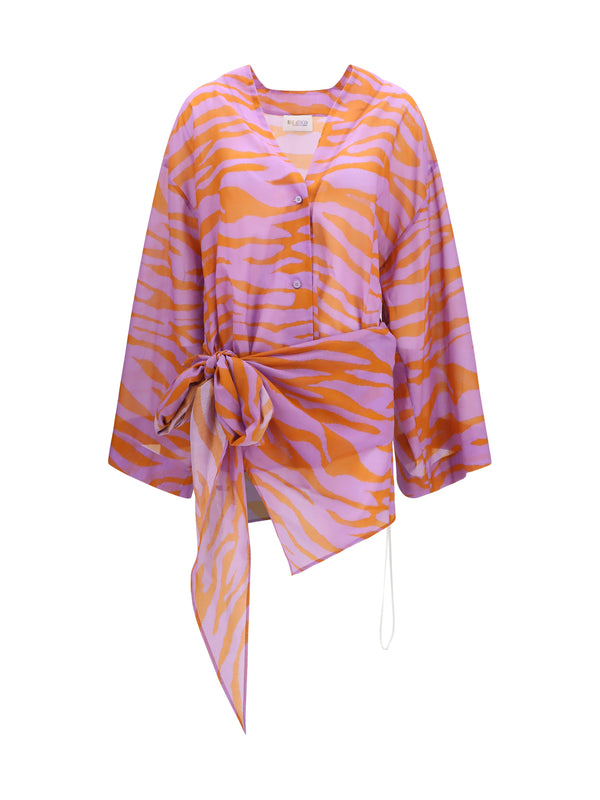 The Attico 100% Cotton mini dress in orange