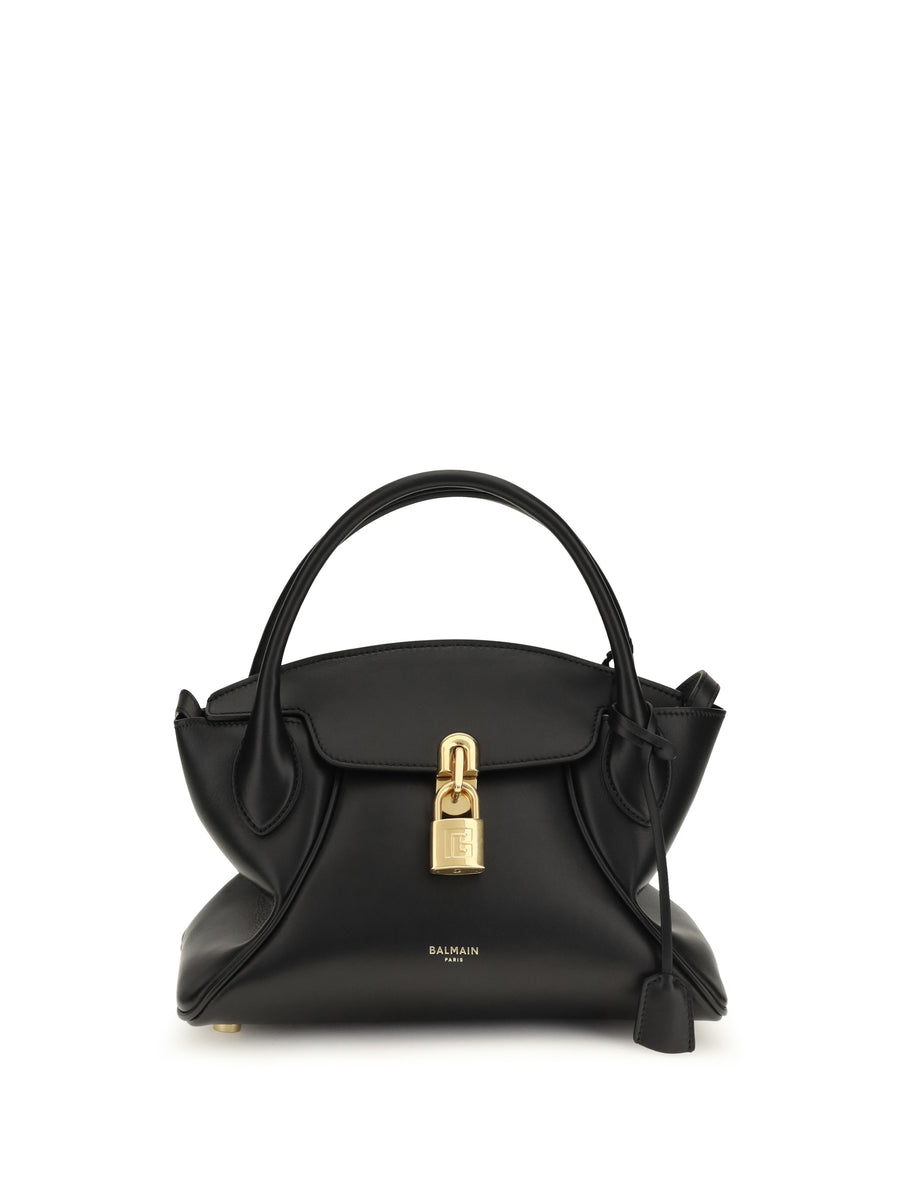 Balmain 100% Calf Leather Bos Taurus top handle bag in black