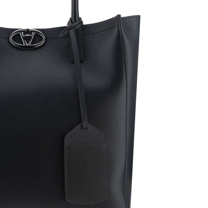 Garavani Vlogo Locker Medium Tote Bag Black Calf Leather
