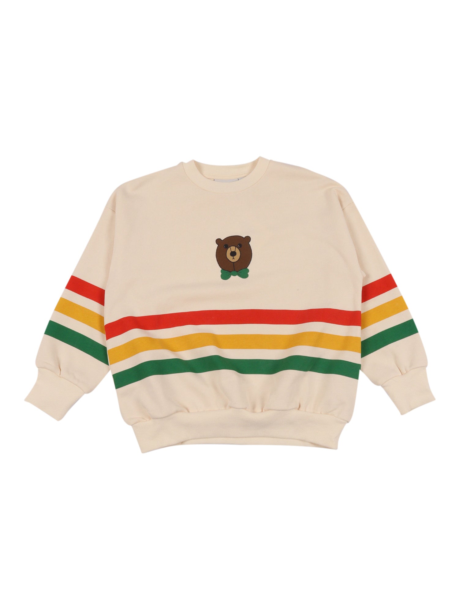 Bear Stripe Sweatshirt Beige Organic Cotton