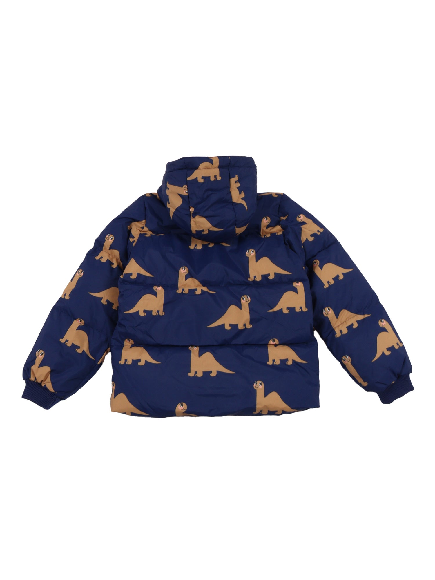 Dinos Aop Hooded Puffer Blue Recycled Polyester Short