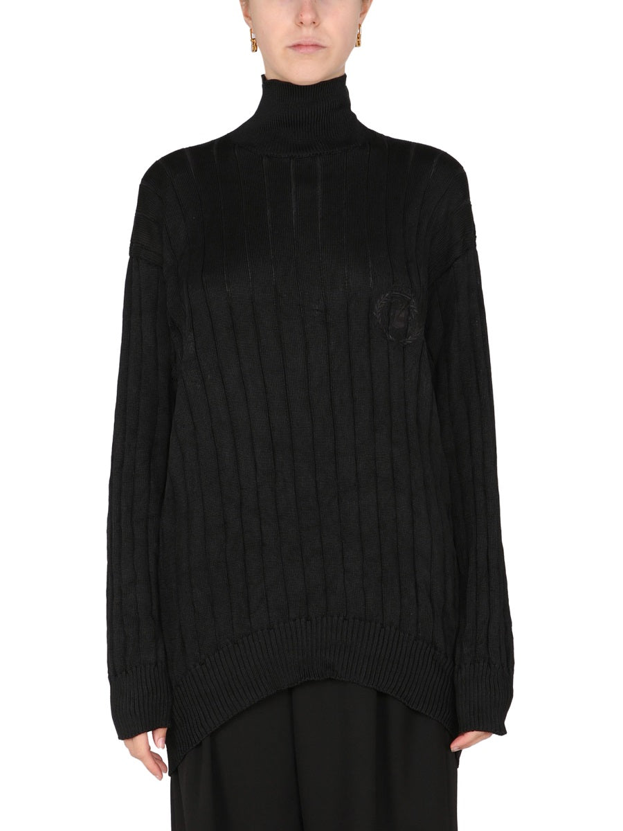 Turtleneck Pullover Black Silk Jumpers