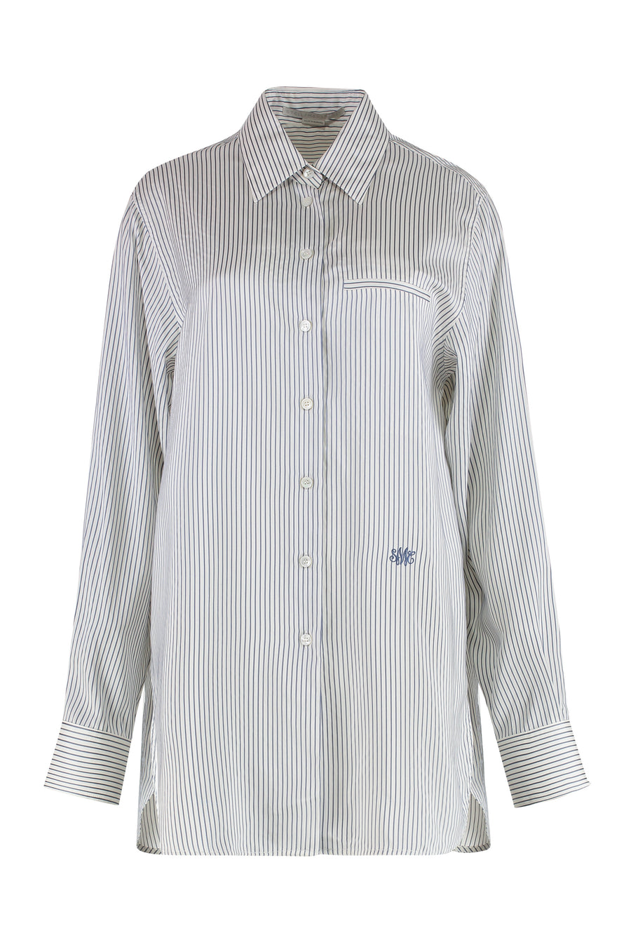 Shirt Striped Silk White-Steel White/steel