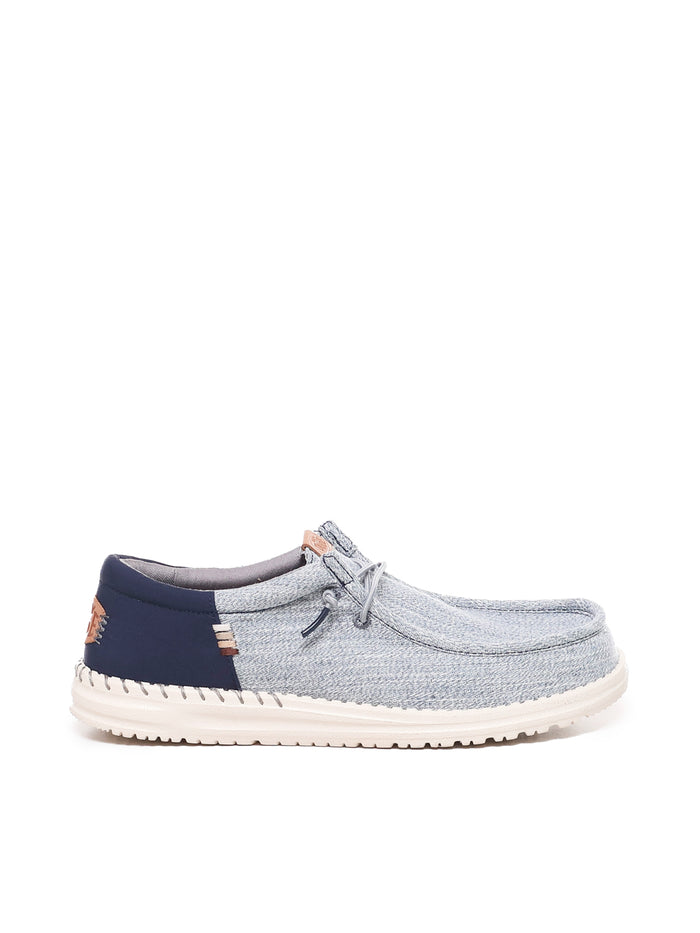 Hey Dude Flat Shoes Navy, Light Blue Canvas