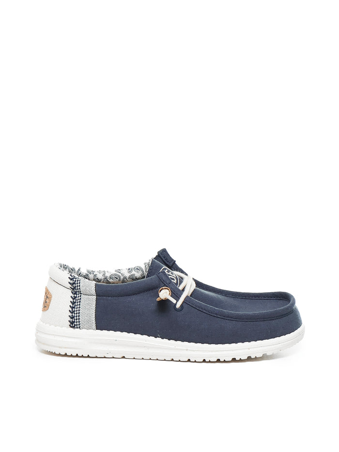 Hey Dude Flat Shoes White, Blue Canvas