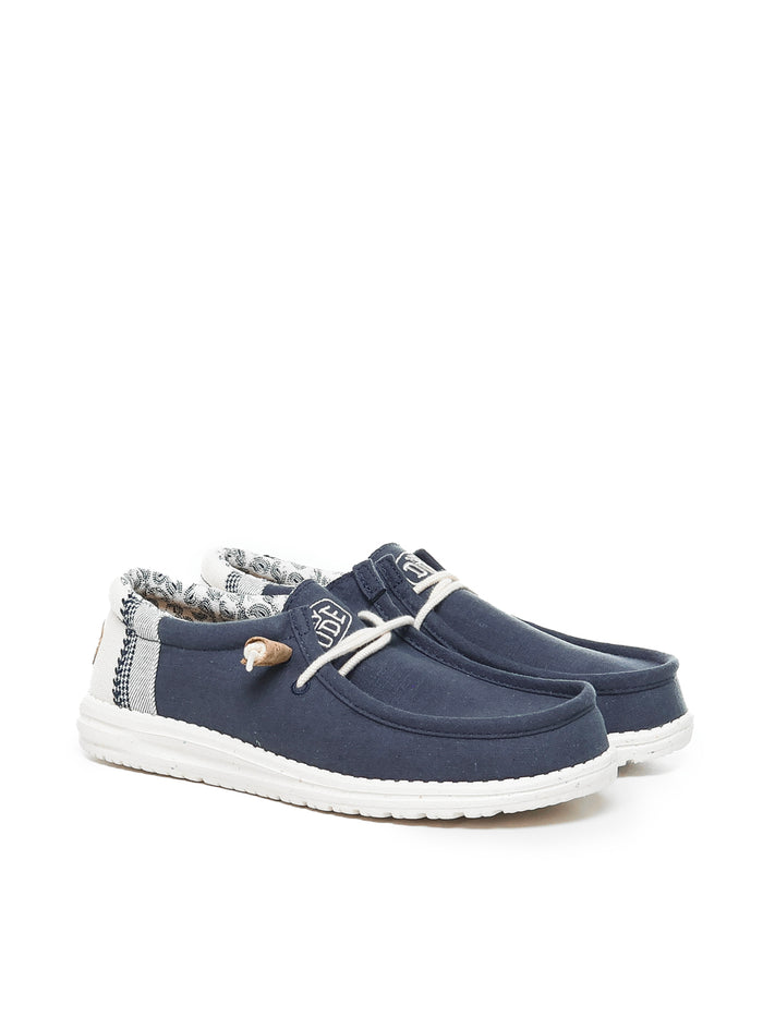 Hey Dude Flat Shoes White, Blue Canvas