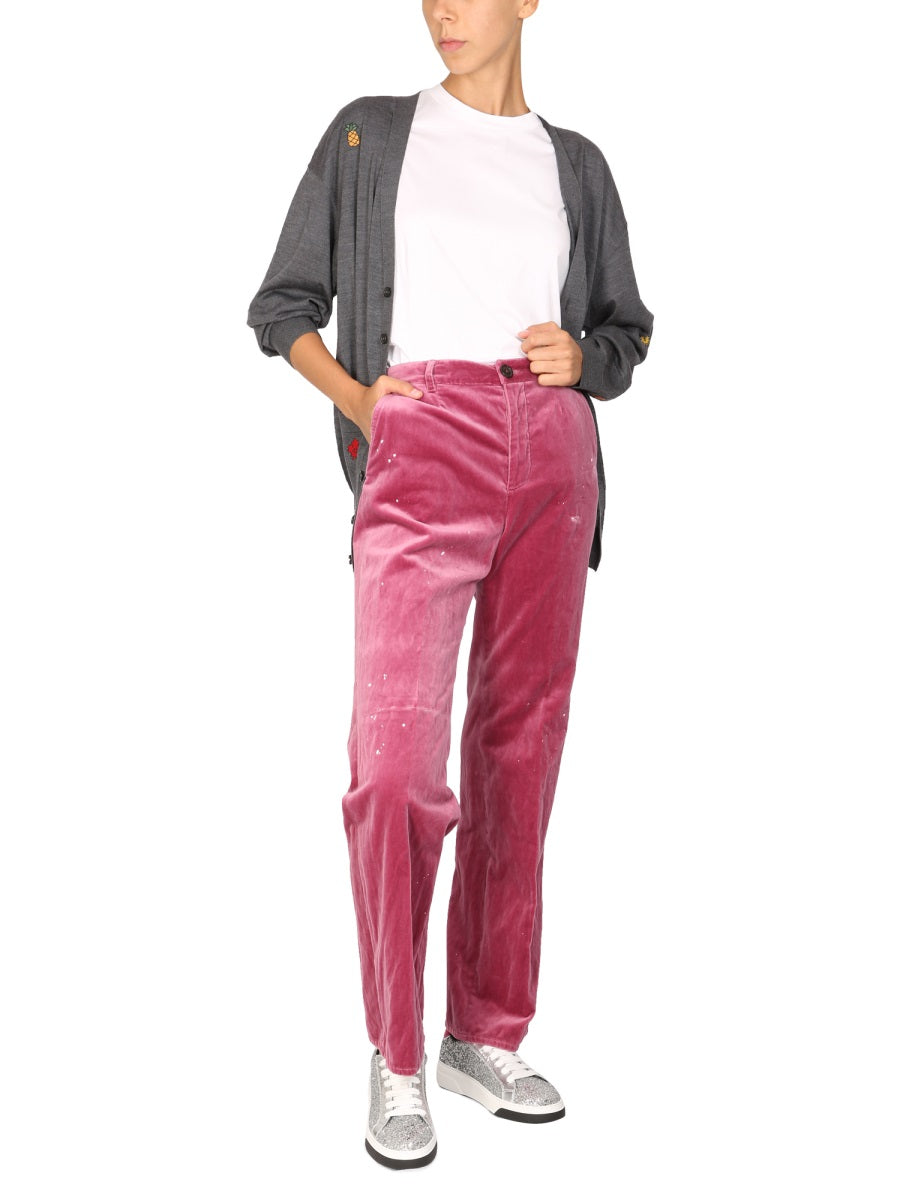Roadie Pants Pink Cotton Metallic Fibre Trousers