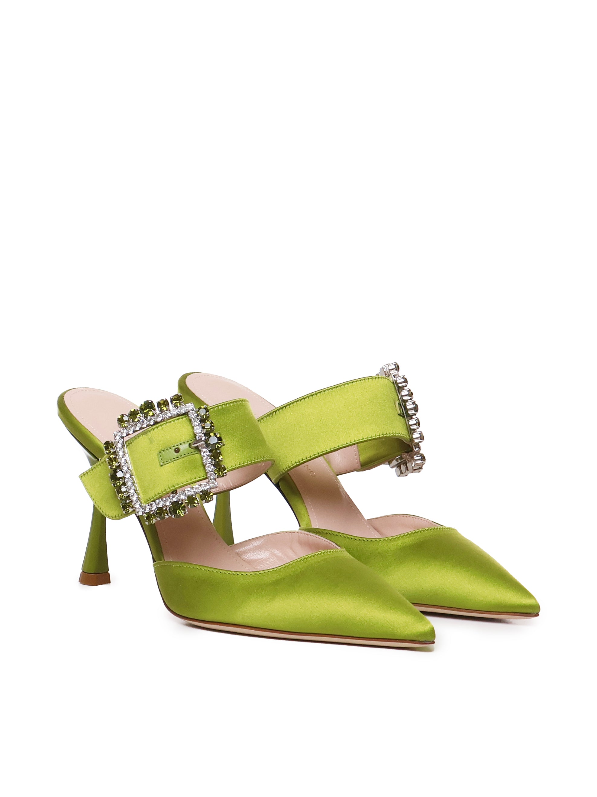 Giuliano Galiano Sandals Green Satin