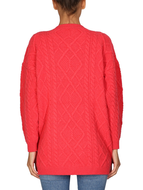 Wool Crew Neck Sweater Red Virgin Jumpers