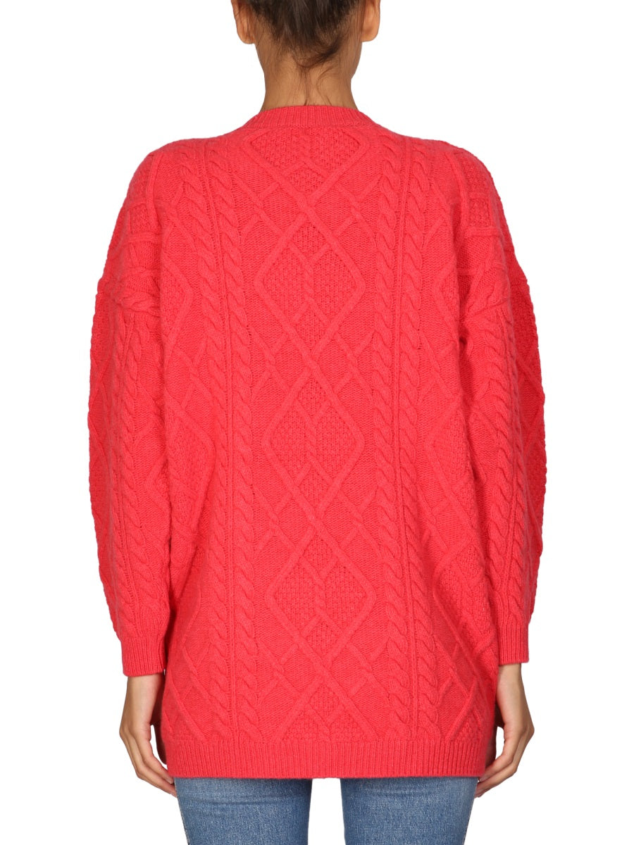 Wool Crew Neck Sweater Red Virgin Jumpers