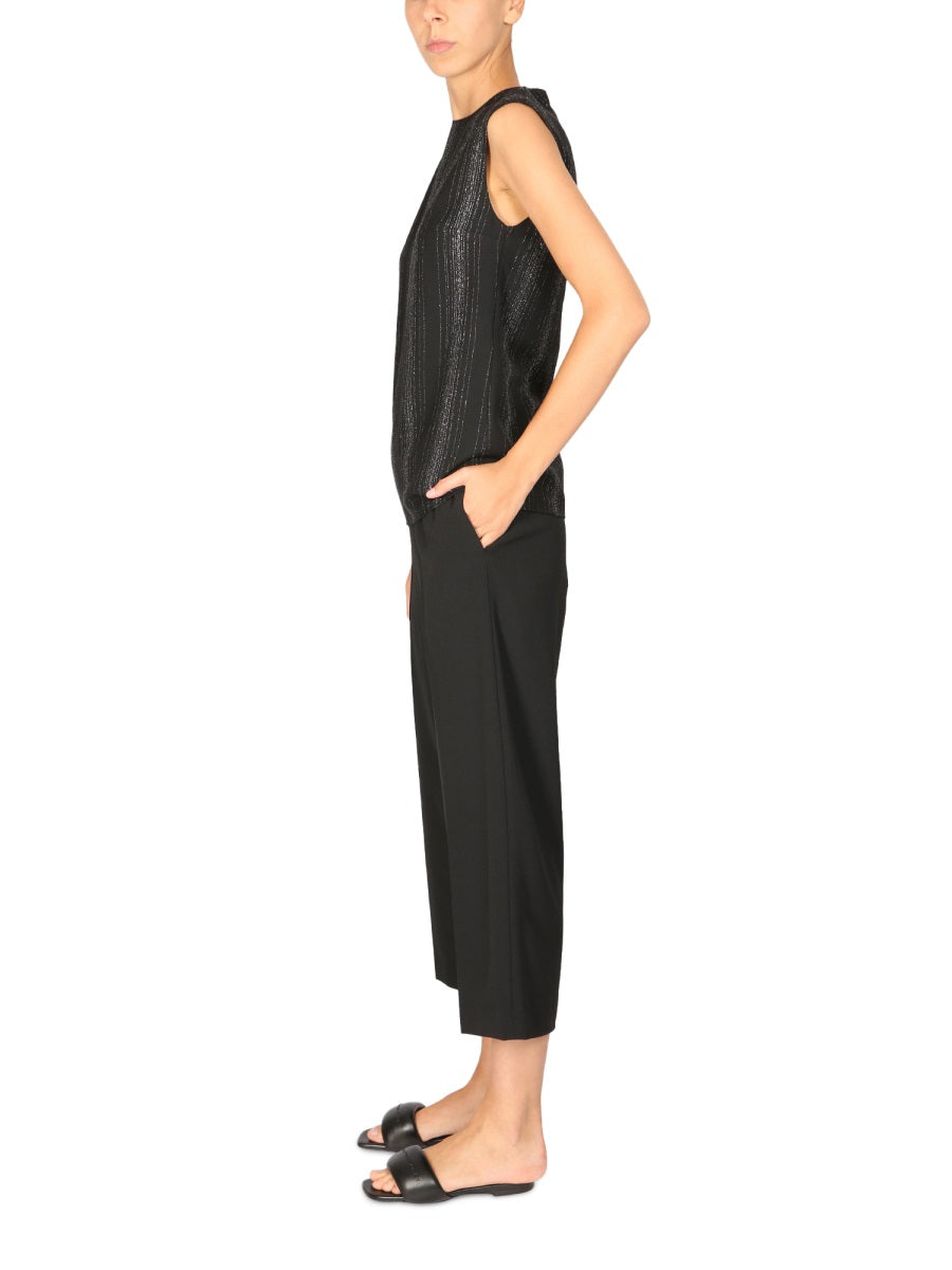 Lurex Tailored Top Black Fabric Tops