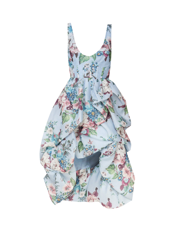Zimmermann Dresses Blue Barkcloth Print Linen Silk