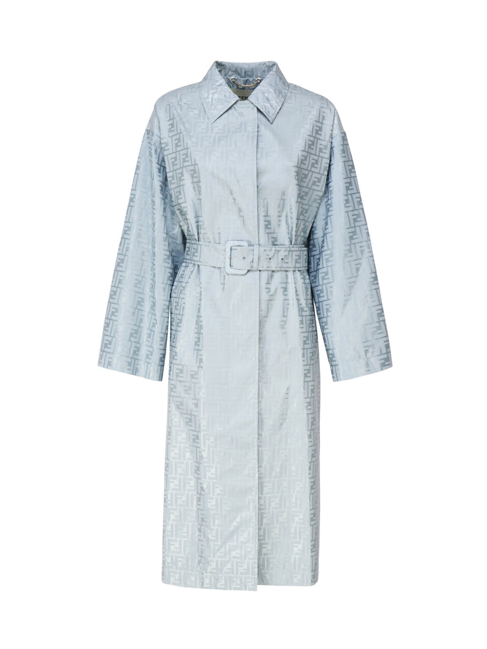 Fendi Coats Blue Cotton Polyamide