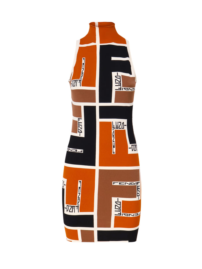 Fendi Dresses Orange/ash Viscose Polyester