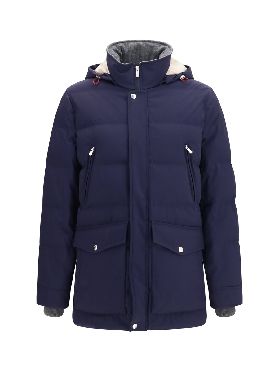 Brunello Cucinelli 88% Polyamide down jacket in navy