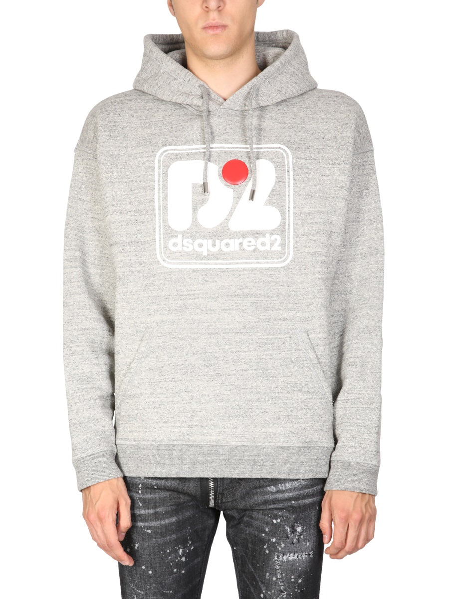 Camo Patch Anorak Sweatshirt Grey Cotton Sweatshirts