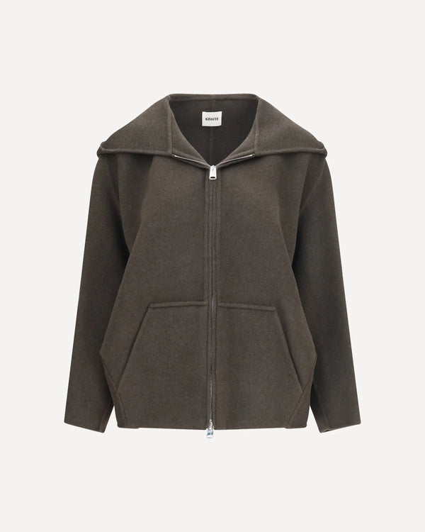Khaite Army Melange knit jacket in khaki