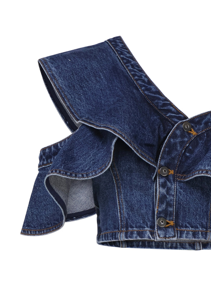 Self-Portrait Top Mid Blue Denim