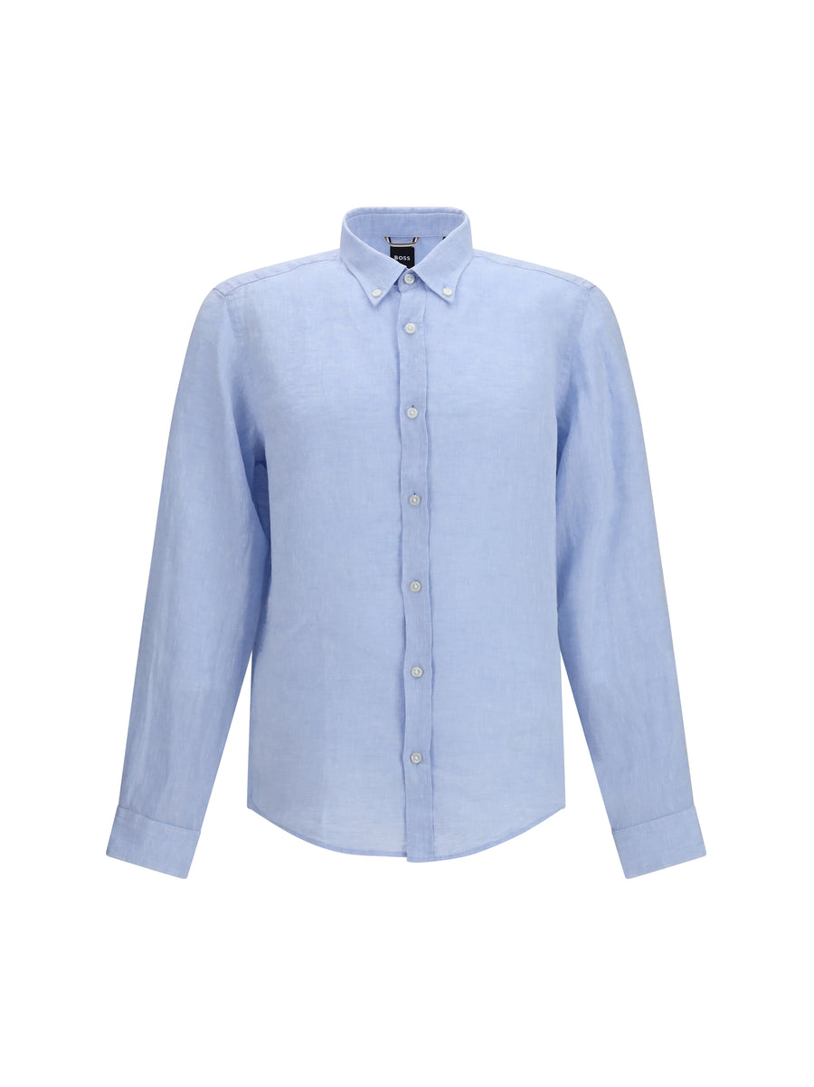Shirt Regular-Fit Linen Light Blue Light/pastel