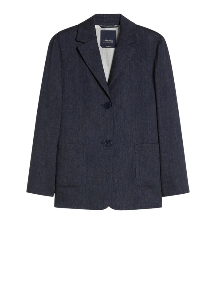 Derna Blue Linen Viscose Jacket