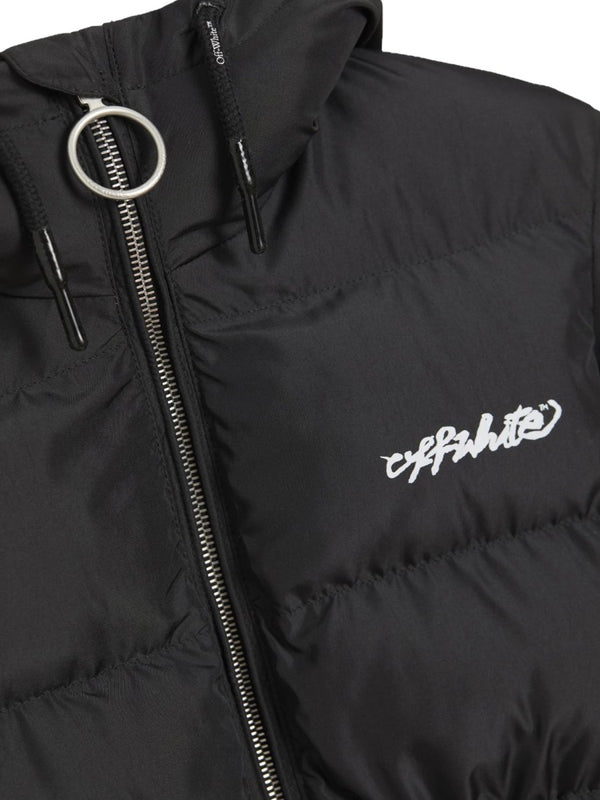 Puffer Jacket Diagonal Zip Black Polyester Trench & Raincoats