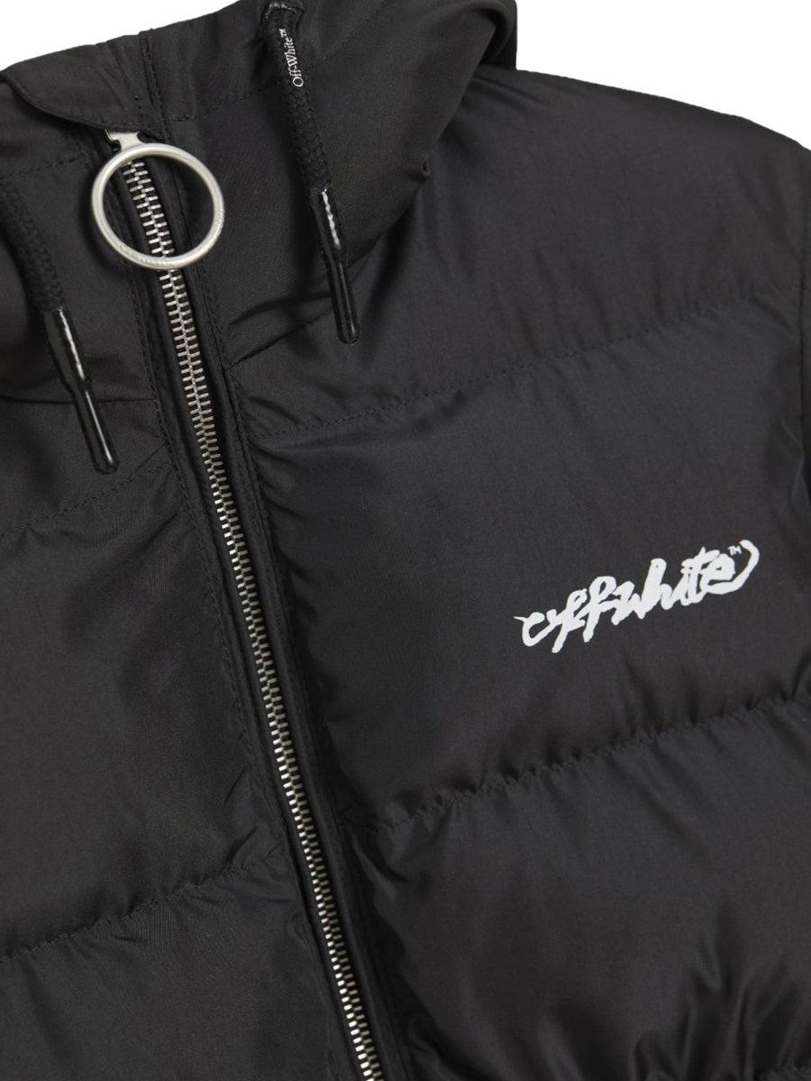 Puffer Jacket Diagonal Zip Black Polyester Trench & Raincoats