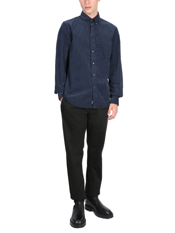 Chino Trousers With Zipper And Button Closure Black Cotton