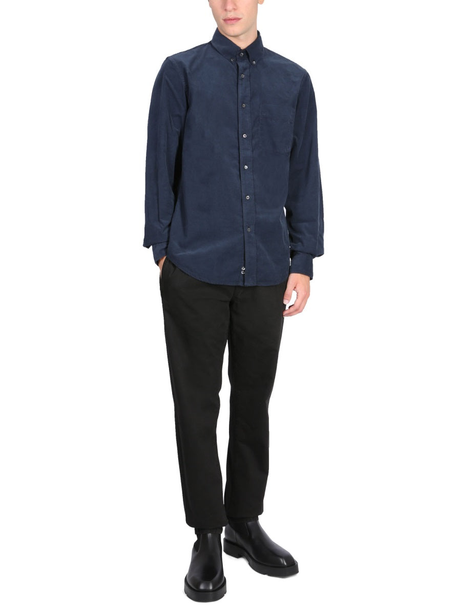 Chino Trousers With Zipper And Button Closure Black Cotton