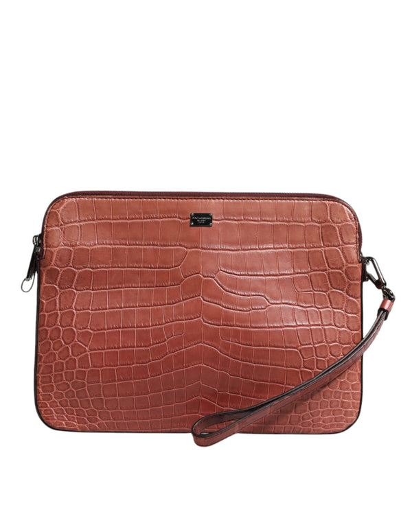 Dolce & Gabbana 100% Croc Leather top handle bag in bordeaux