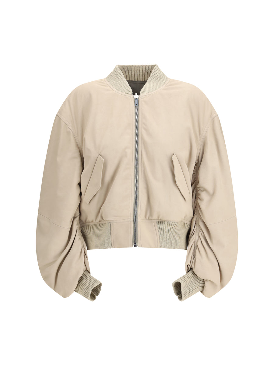 Rick Owens Outer: 100% lamb ovis aries; Inner: 100% polyester bomber jacket in beige