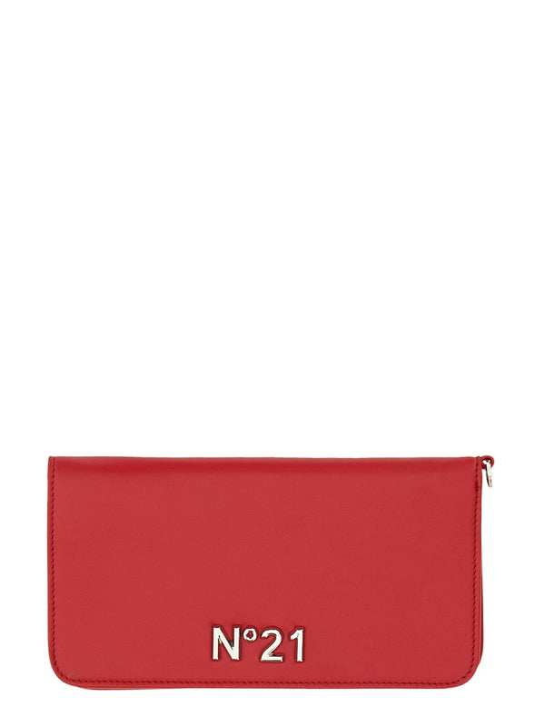 Wallet With Logo Red Leather & Purses