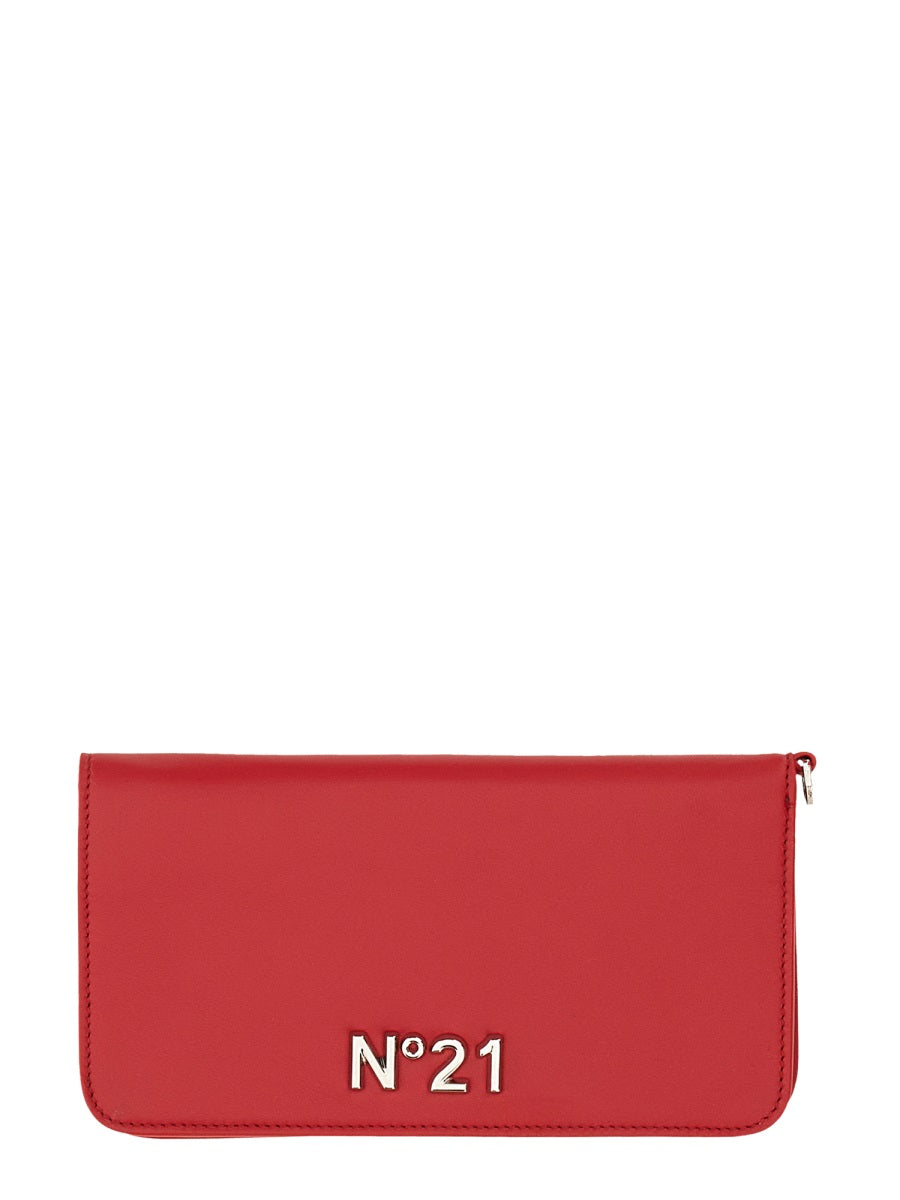 Wallet With Logo Red Leather & Purses
